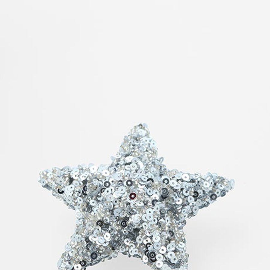 Bola de Navidad estrella de lentejuelas plateada 7cm