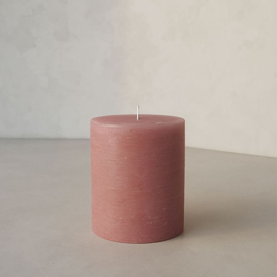Vela decorativa cilindro rosa Kanea &Oslash;7x10cm