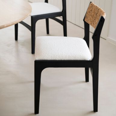 Silla de comedor de madera de olmo negra Jana 48x44x79cm Clau&Chloe