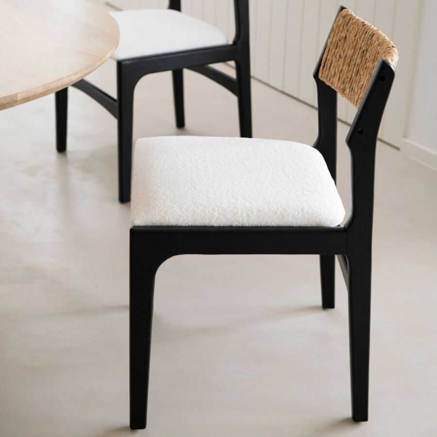 Silla de comedor de madera de olmo negra Jana 48x44x79cm Clau&Chloe