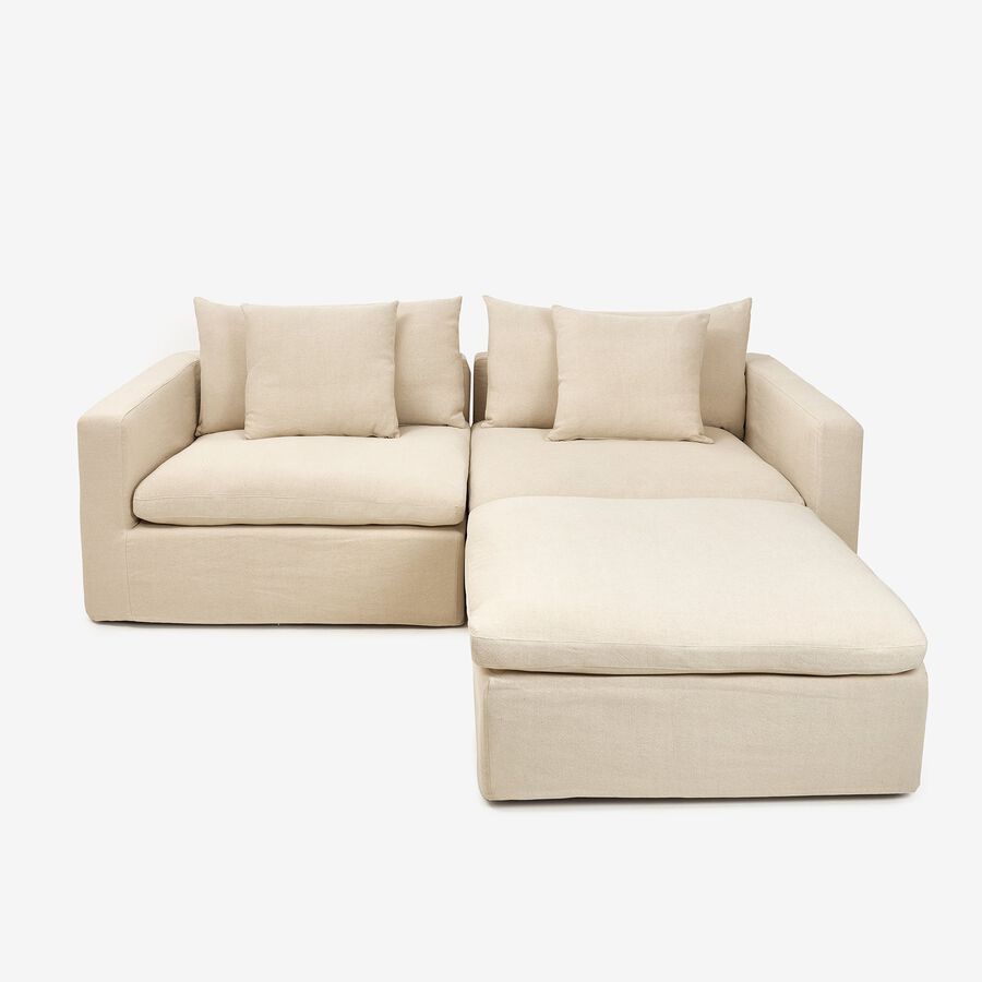 Sofá de 3 plazas de lino beige Aiden 220x110x80 Clau&Chloe
