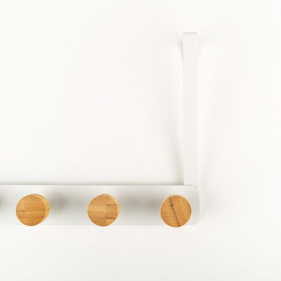 Perchero con 5 ganchos de metal blanco 33x8x20cm