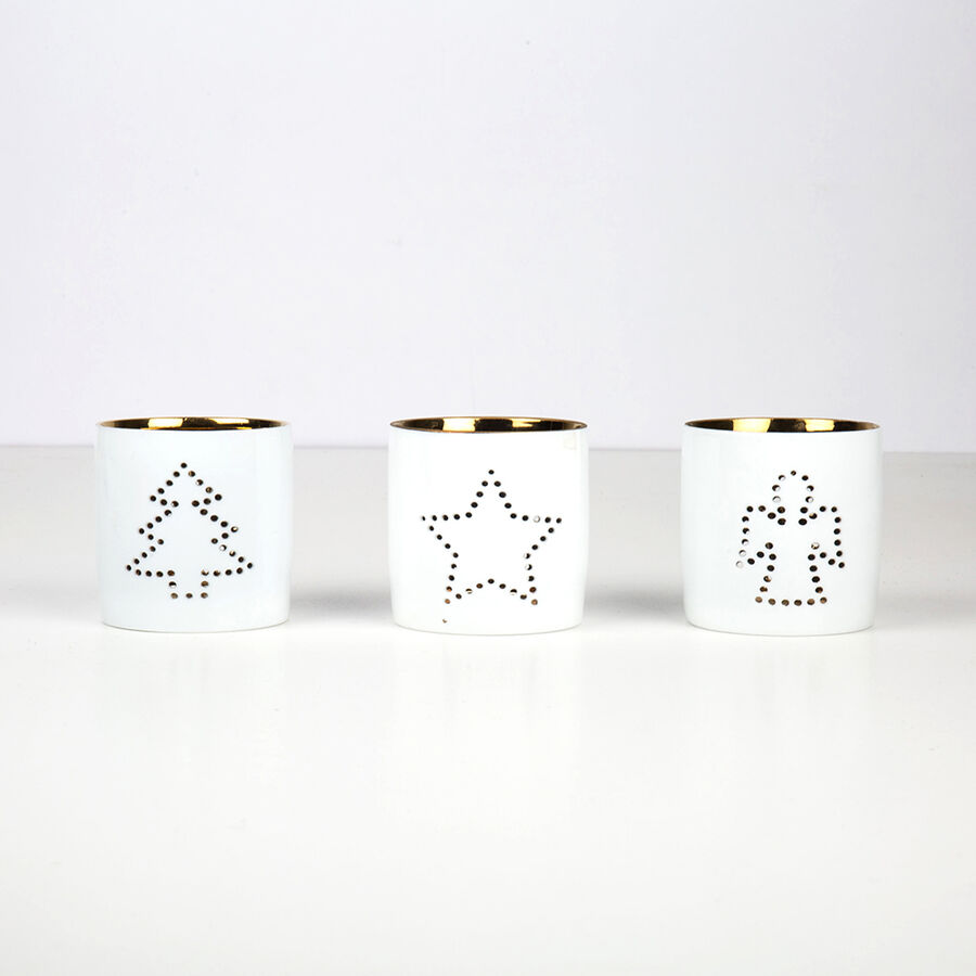 Portavelas blanco y dorado &aacute;ngel &Oslash;7cm