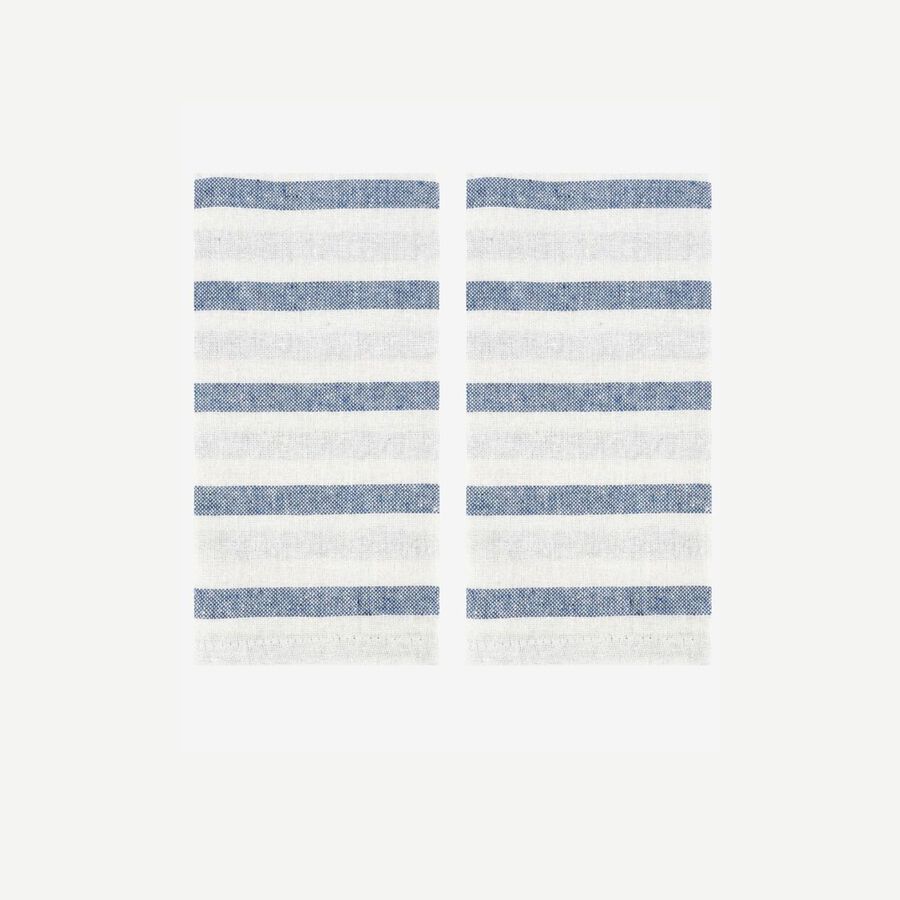 Set de 2 servilletas de algod&oacute;n con rayas azules Maya 43x43cm
