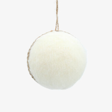 Bola de Navidad de fieltro blanca 11x11cm