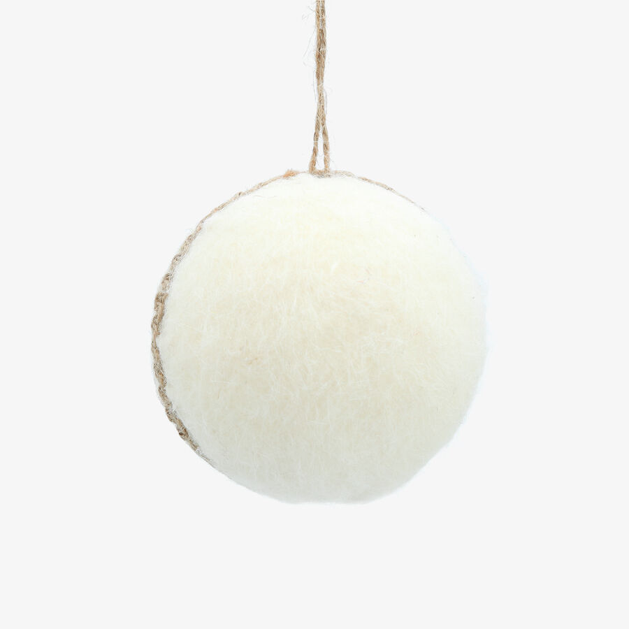 Bola de Navidad de fieltro blanca 11x11cm