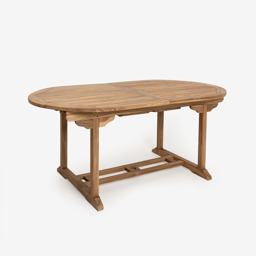 Mesa ovalada extensible de madera de teca 240/180x100x75cm