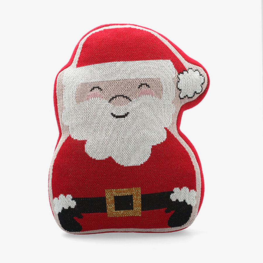 Coj&iacute;n de punto con forma de Pap&aacute; Noel rojo 40x32cm