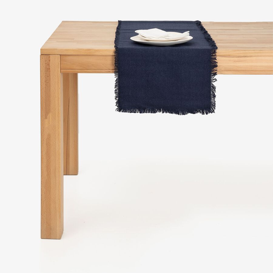 Camino de mesa de algodón azul marino Maya 140x38cm