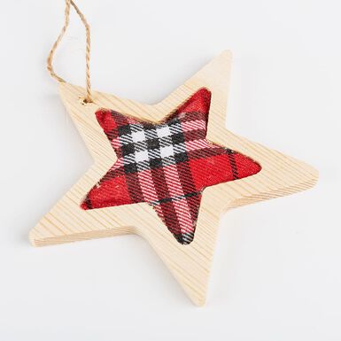 Adorno colgante de madera Estrella roja