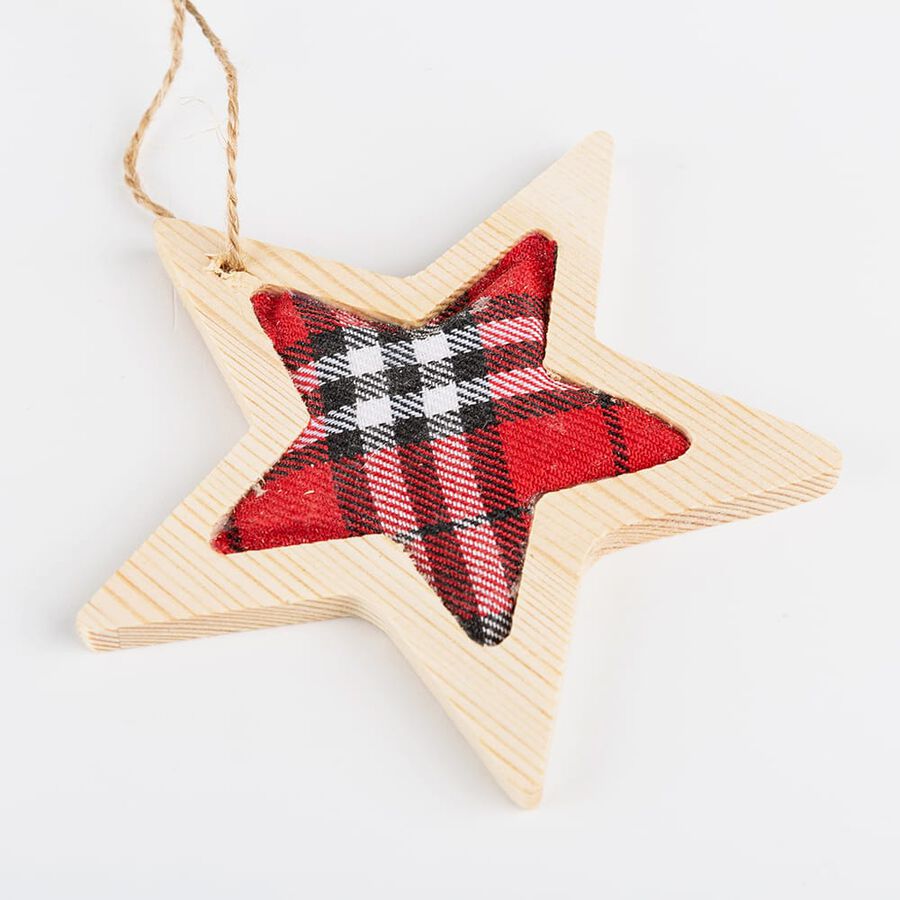 Adorno colgante de madera Estrella roja