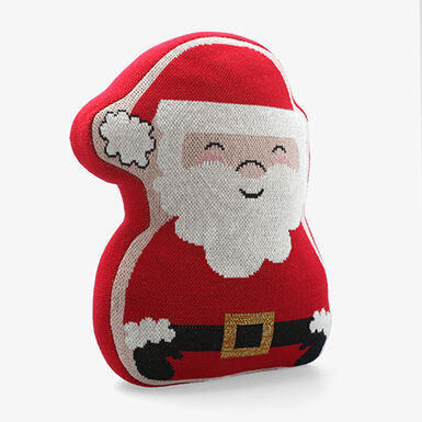 Coj&iacute;n de punto con forma de Pap&aacute; Noel rojo 40x32cm