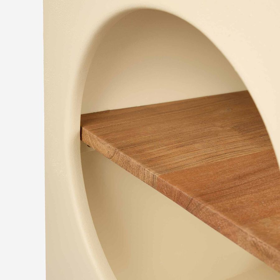 Mesa auxiliar de microcemento y madera Kurli 40x40x60 Clau&Chloe