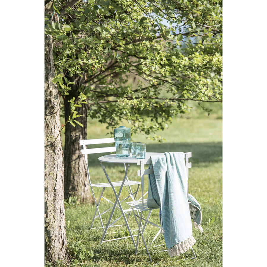 Conjunto de jard&iacute;n mesa con dos sillas gris claro Bistro &Oslash;60cm