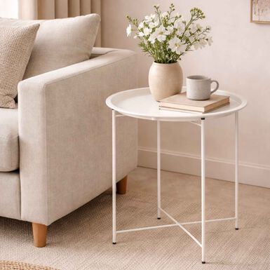 Mesa auxiliar de acero blanca Nora &Oslash;47x50cm