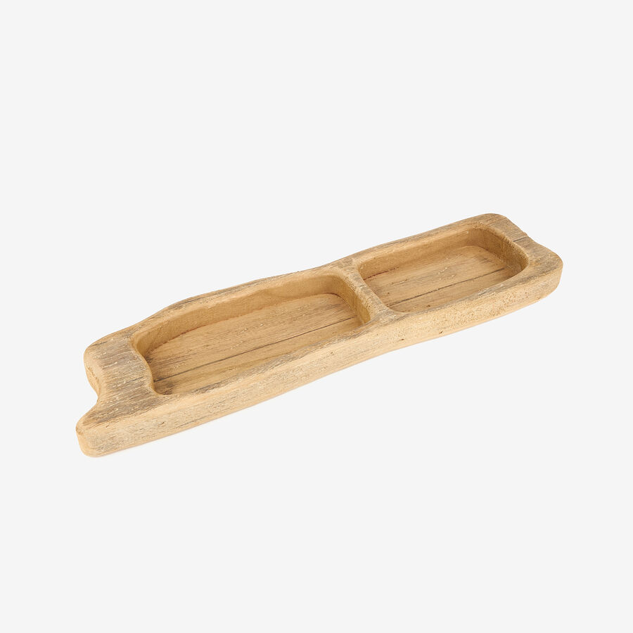 Bandeja de madera con 2 compartimentos 55cm