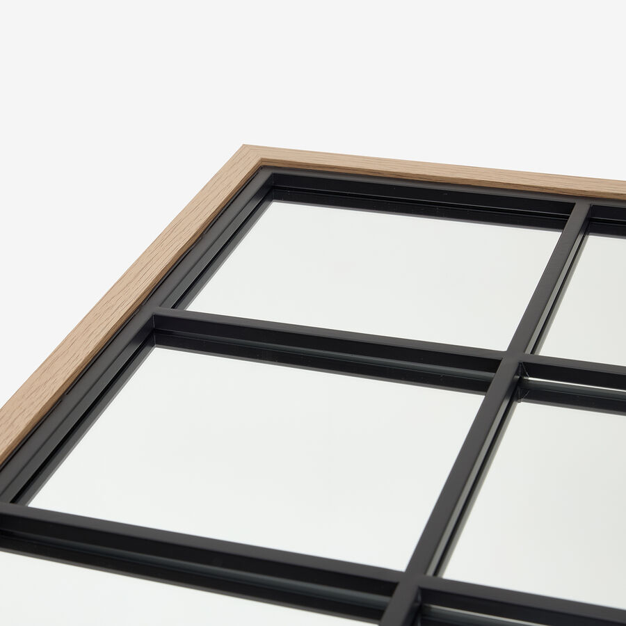 Espejo de pared ventana de metal y madera MDF acabado pulido 90x90x2cm