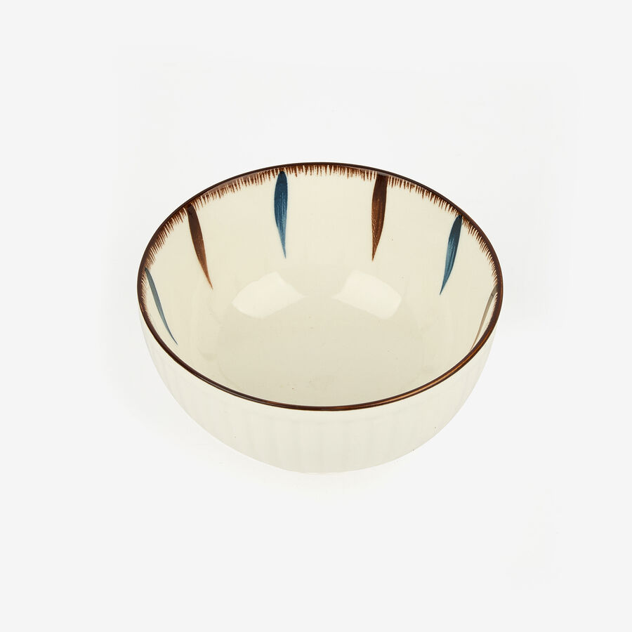 Bol de cer&aacute;mica blanco y azul Akita &Oslash;12cm