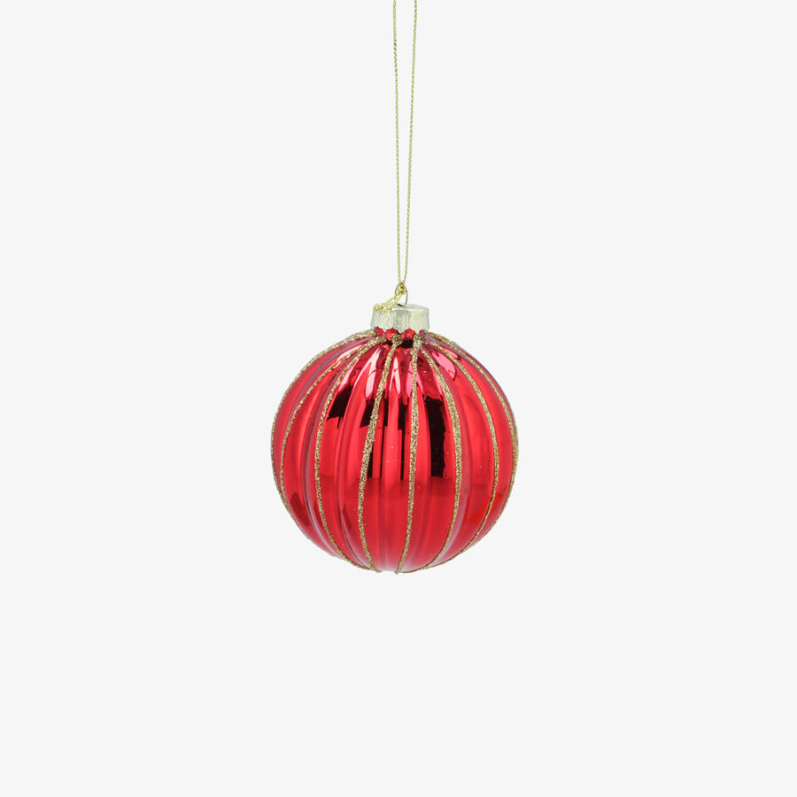 Bola de Navidad roja y dorada de cristal &Oslash;8cm