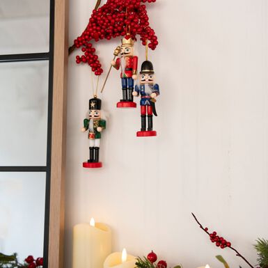 Set de 3 adornos colgantes Cascanueces 12cm