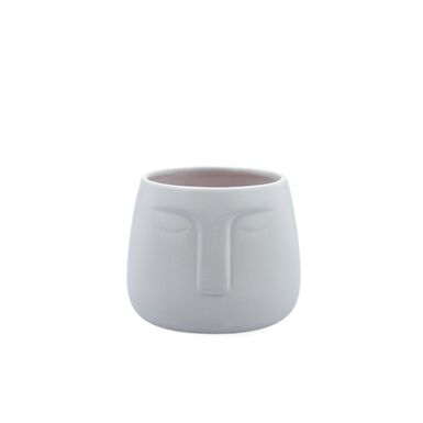 Macetero de cerámica blanco Ajanu Ø11cm