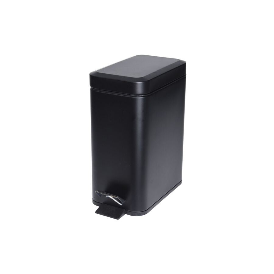 Cubo baño con pedal de metal negro 5L