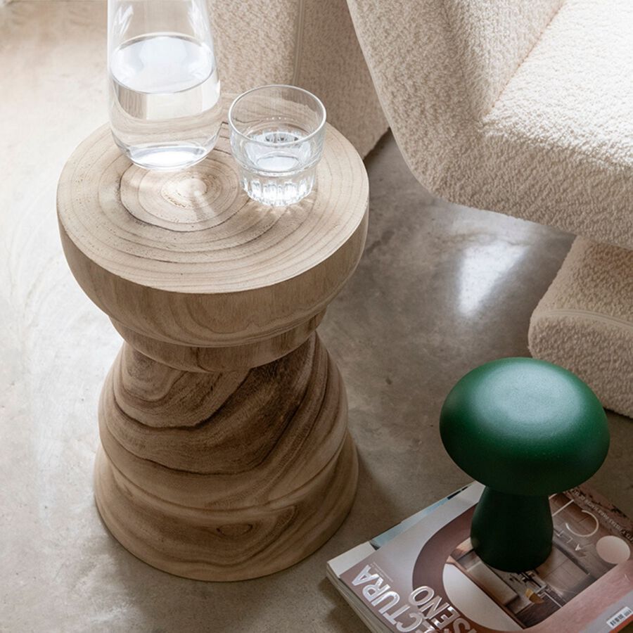 Mesa auxiliar de madera paulownia Adara &Oslash;28x40cm