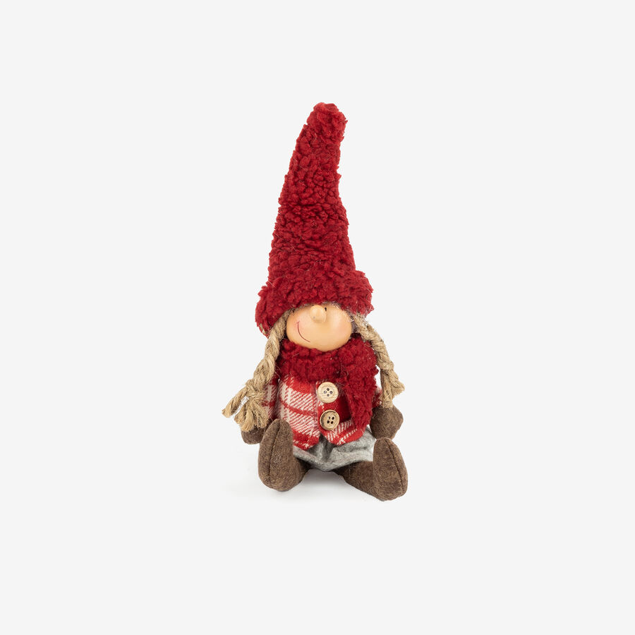 Figura decorativa Muñeca sentada con gorro 28cm