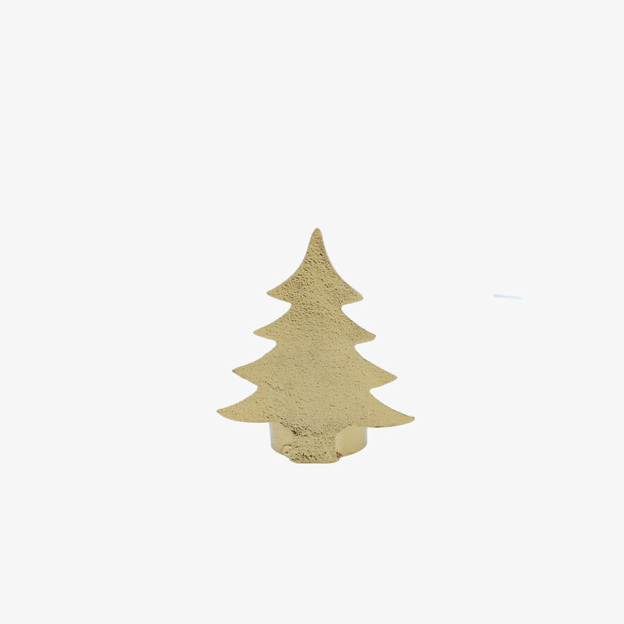 Portavelas &aacute;rbol de Navidad dorado para vela de t&eacute;