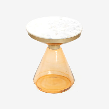 Mesa auxiliar de cristal y mármol Bora Ø41x49 Clau&Chloe