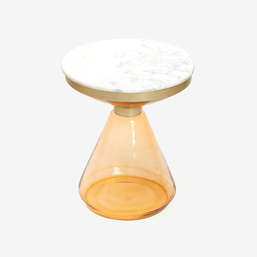 Mesa auxiliar de cristal y mármol Bora Ø41x49 Clau&Chloe
