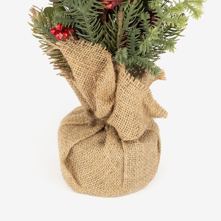 &Aacute;rbol decorativo abeto con bayas rojas y maceta 22x22x50cm
