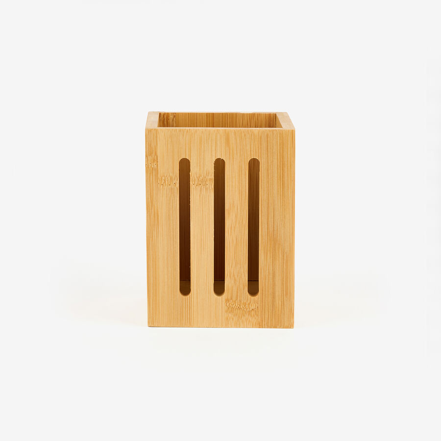 Portautensilios de cocina de bamb&uacute; 10x10x14cm