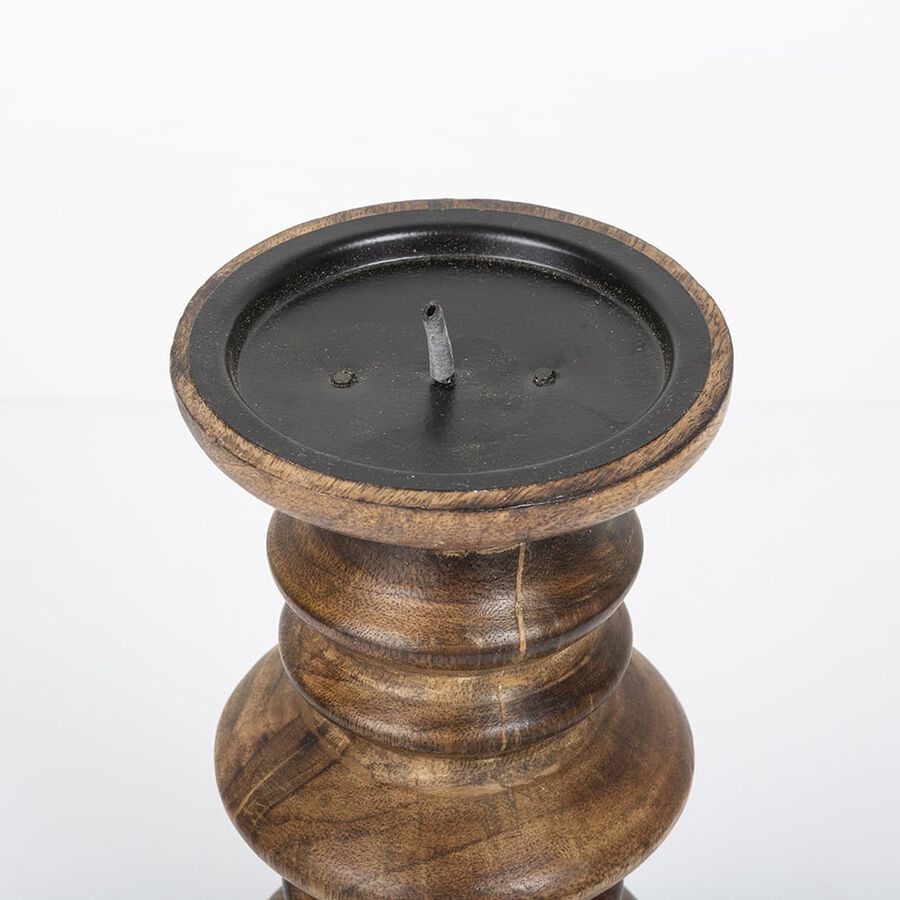 Portavelas de madera natural Sila 24cm