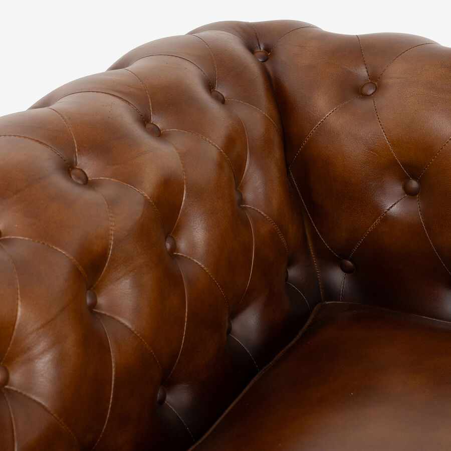 Sofa de 3 plazas de piel marrón Chester 190x77x80cm