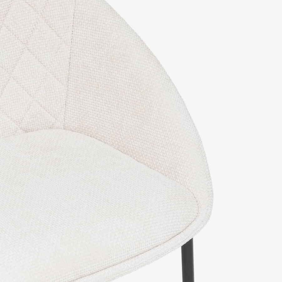 Silla de comedor beige de chenilla Ravel 