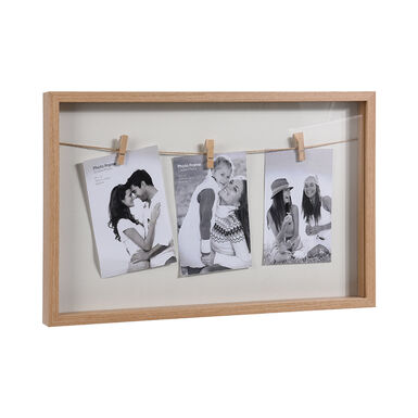 Marco de fotos con 3 pinzas de madera