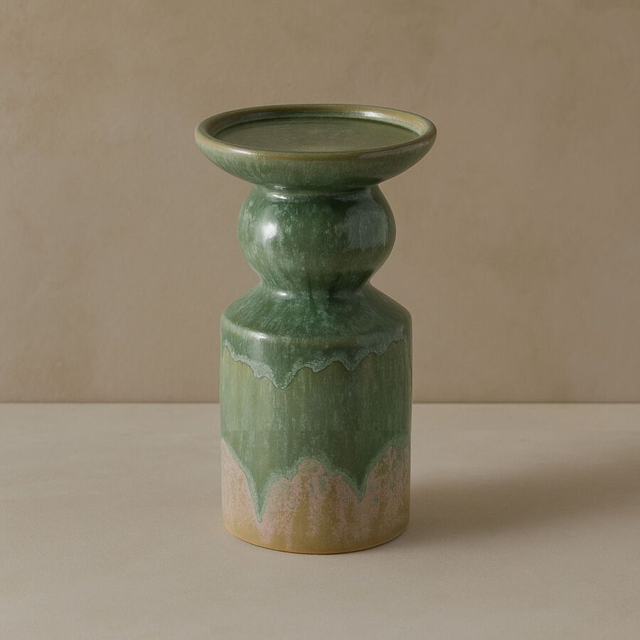 Candelabro de gres verde Narea 15cm