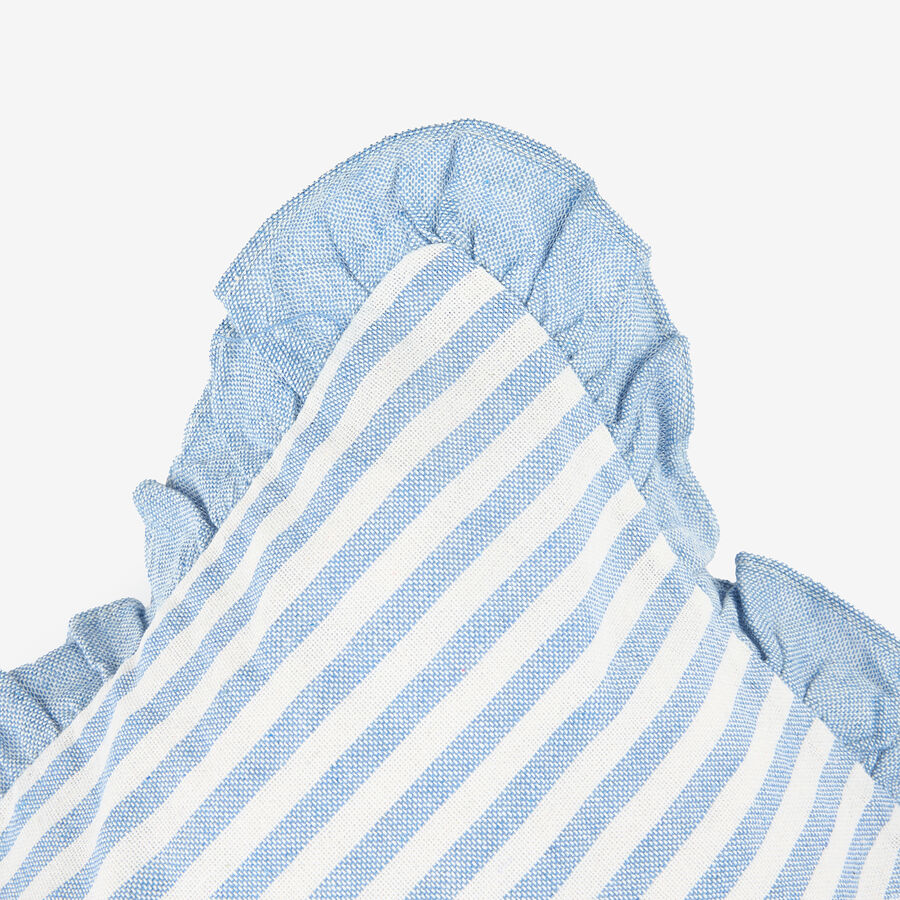 Funda de cojín de algodón volante rayas azules Timoti 45x45cm