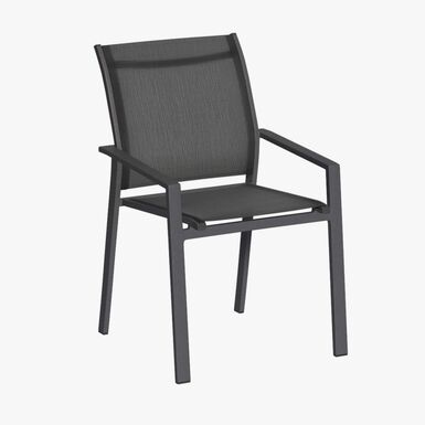 Silla de jard&iacute;n apilable de aluminio grafito Essor 56x63x88cm