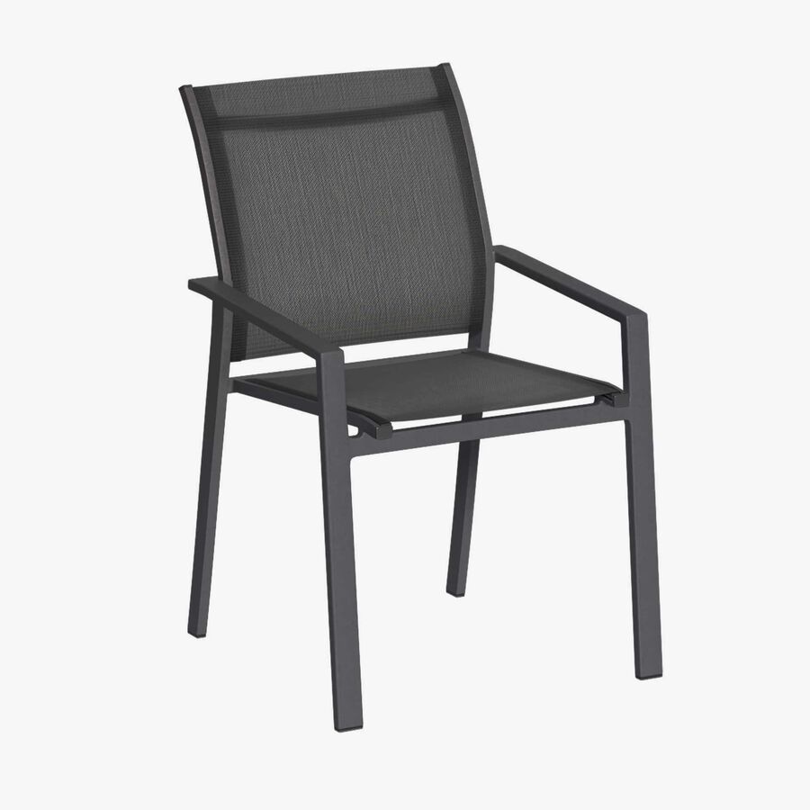 Silla de jard&iacute;n apilable de aluminio grafito Essor 56x63x88cm