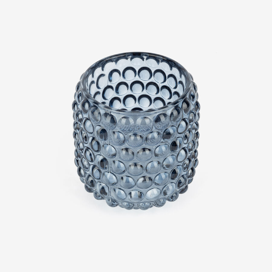 Portavelas de cristal azul Bubble Ø8x8,5cm