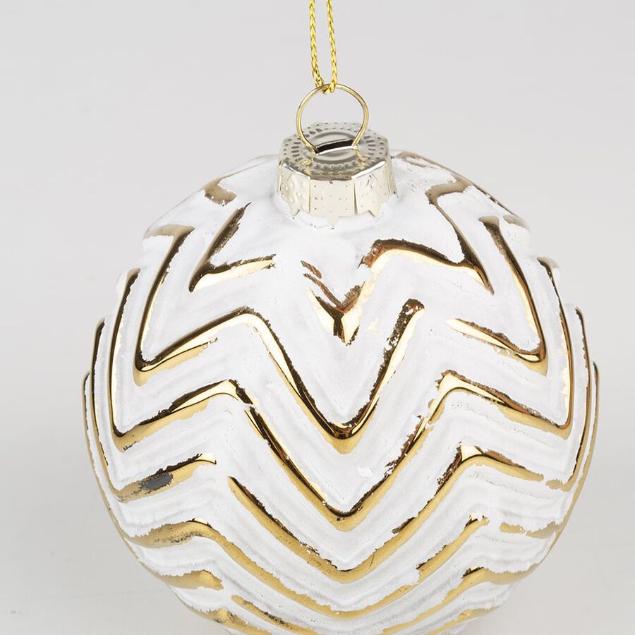 Bola decorativa blanca y dorada Ø8cm