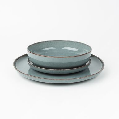 Vajilla de 12 piezas de porcelana azul Olite