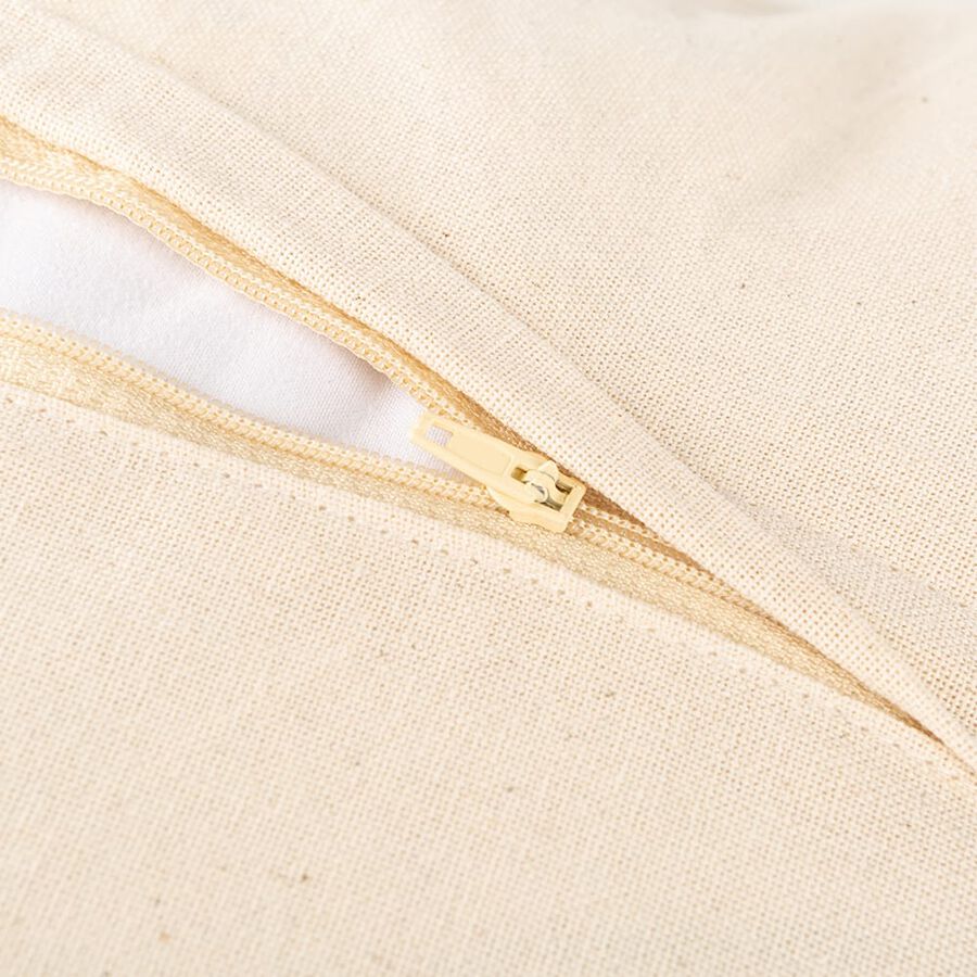 Funda de cojín gris y marfil de algodón 45x45cm