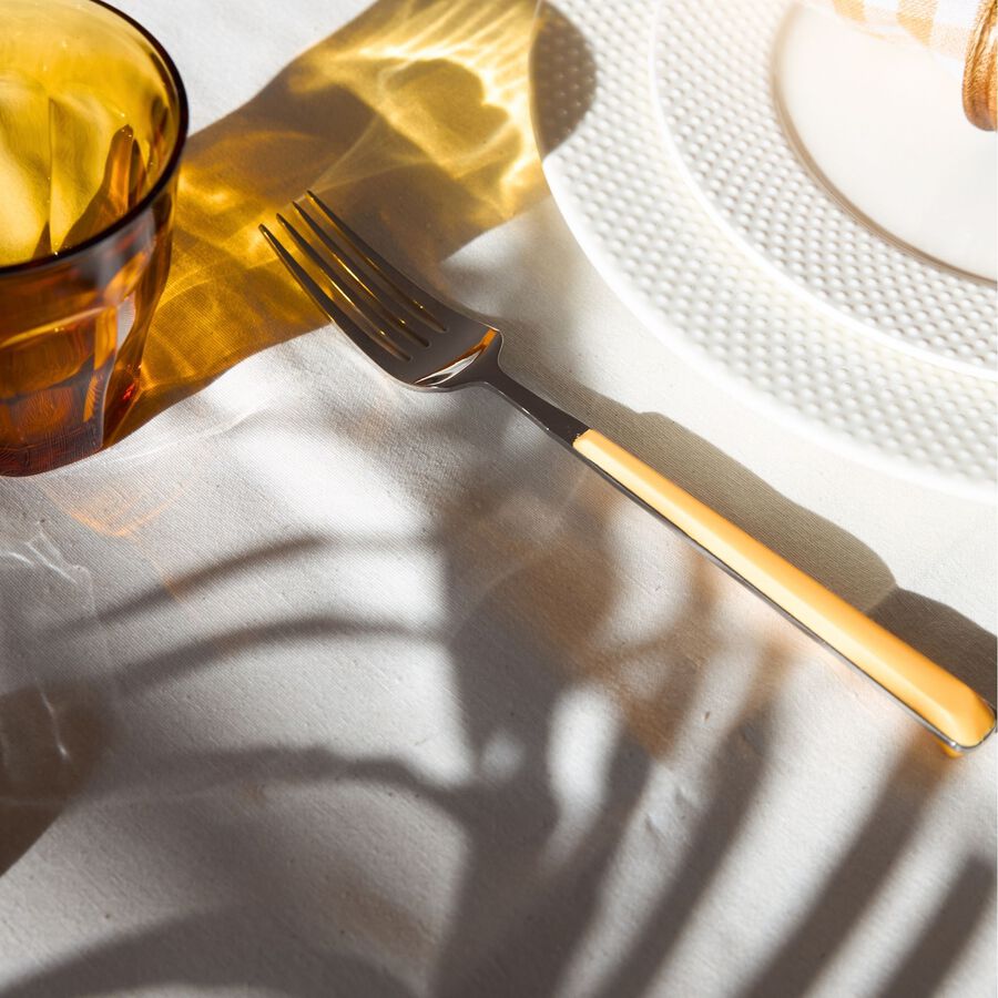 Tenedor de mesa de acero inoxidable amarillo Gelb