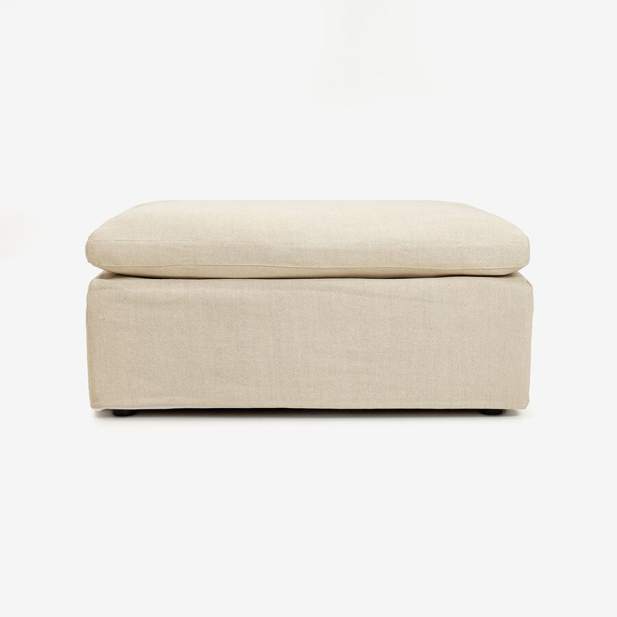 Puf de lino beige Aiden 95x95x45cm Clau&Chloe