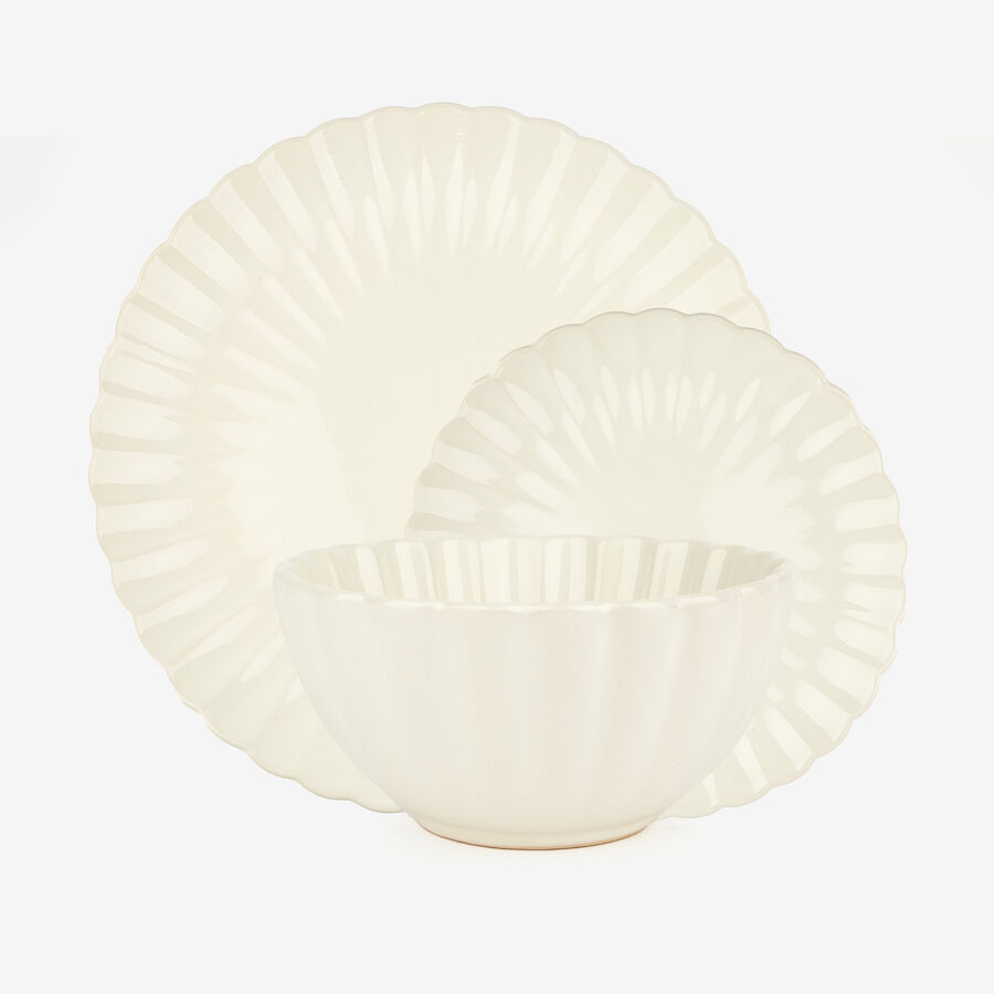 Vajilla de 12 piezas de cerámica marfil Varena