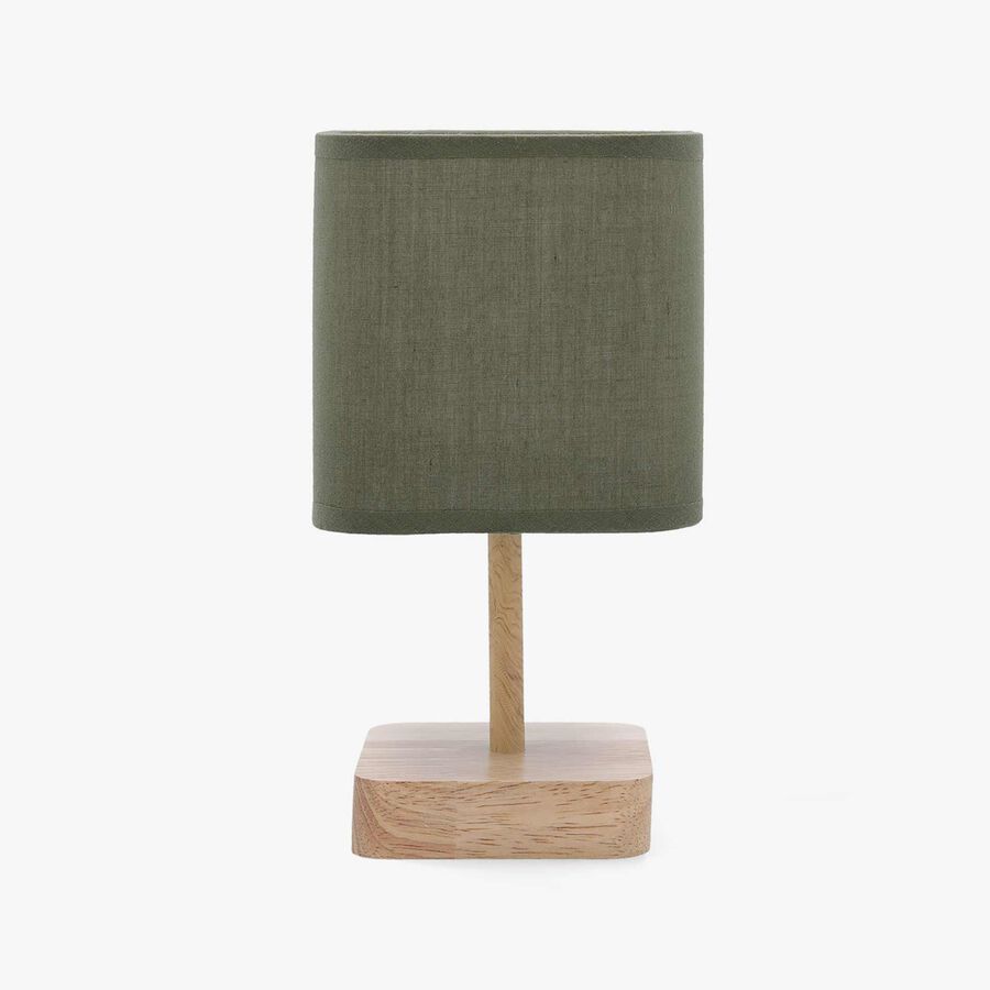 Lampara de mesa de madera y lino 10x13 pie cuadrado Nora 