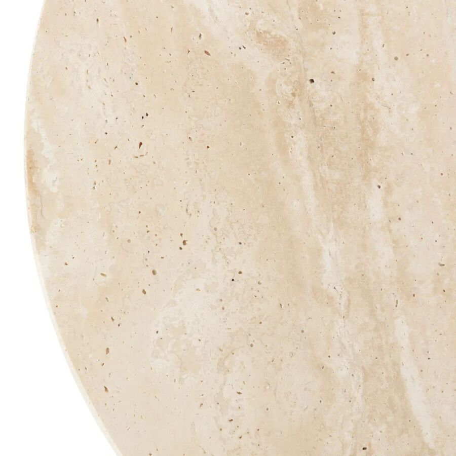 Mesa auxiliar de travertino y metal blanca Travertine &Oslash;40x45cm